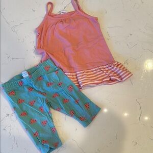 Tucker & Tate . Pink Ruffle Top and Watermelon Print Leggings Set